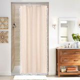 Beige Boho Small Stall Fabric Shower Curtain