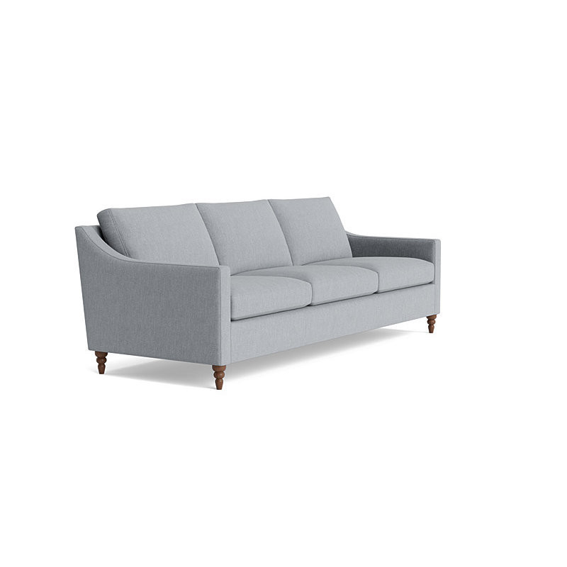 Vera Sofa (95"), Walnut Finish (Turned), Performance Weave - Zinc