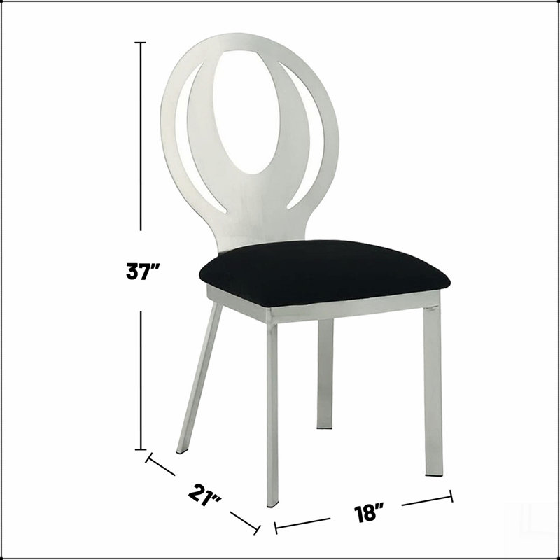 Ensemble de 2 chaises d'appoint en microfibre et en métal au fini argent et noir