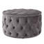 Repose-pieds Keja, velours gris foncé touffeté, rembourrage doux, rond 30 po-121481589