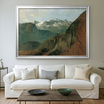 Alpine Landscape with a Snowy Peak (The Dachstein)-Friedrich Gauermann-Framed Gallery Wrapped Canvas-c. mid-19th Century