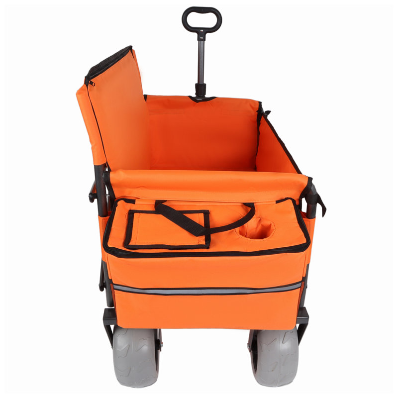 Chariot utilitaire pliable orange 3 en 1 avec siège et capacité de 500 lb