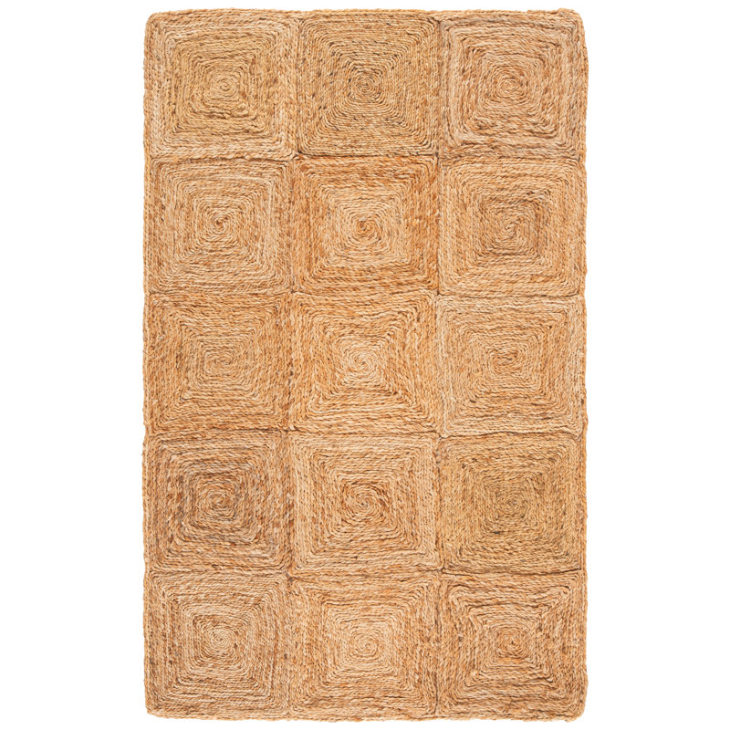 Chrissey Natural Fibre Hand Loomed Jute Pile Geometric Rug, Rectangle 3' x 5'