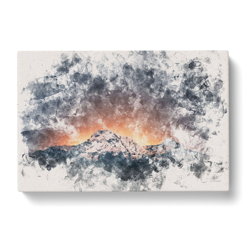 Shooting Stars Over Nepal Watercolour - Wrapped Canvas Print, 50cm H x 76cm W x 3cm D
