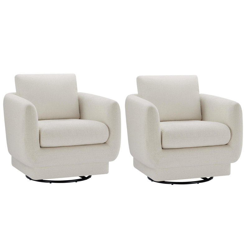 Ramel 33'' Wide Swivel Armchair, Mellow Ivory
