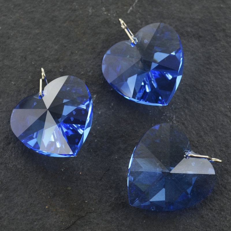 Geometric Crystal Hanging Figurine Ornament, Sapphire, 2.8cm H x 2.8cm W x 1.8cm D