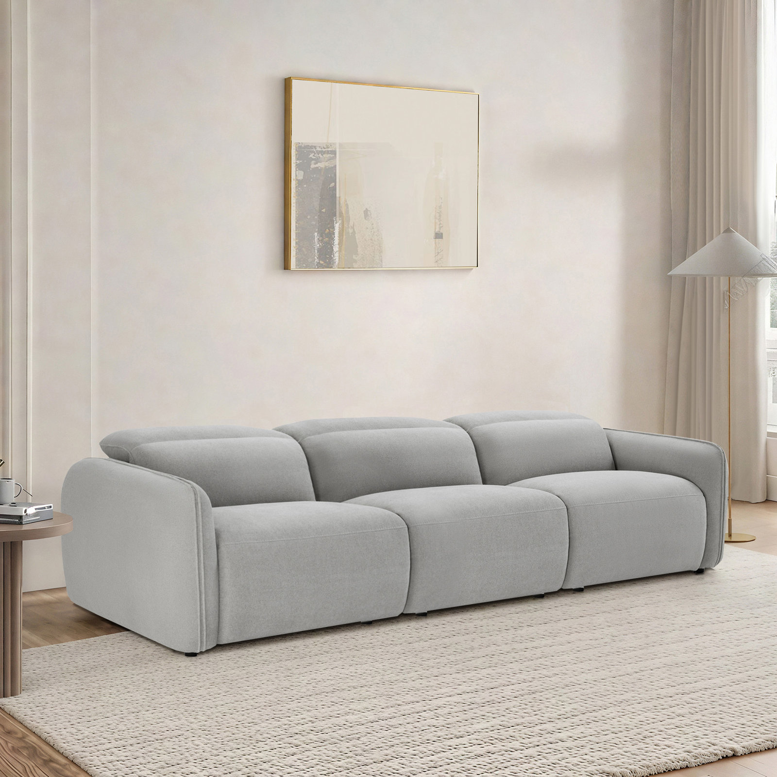 Bayne 3-Piece 123'' Upholstered Power Reclining Sofa, Elite Dove