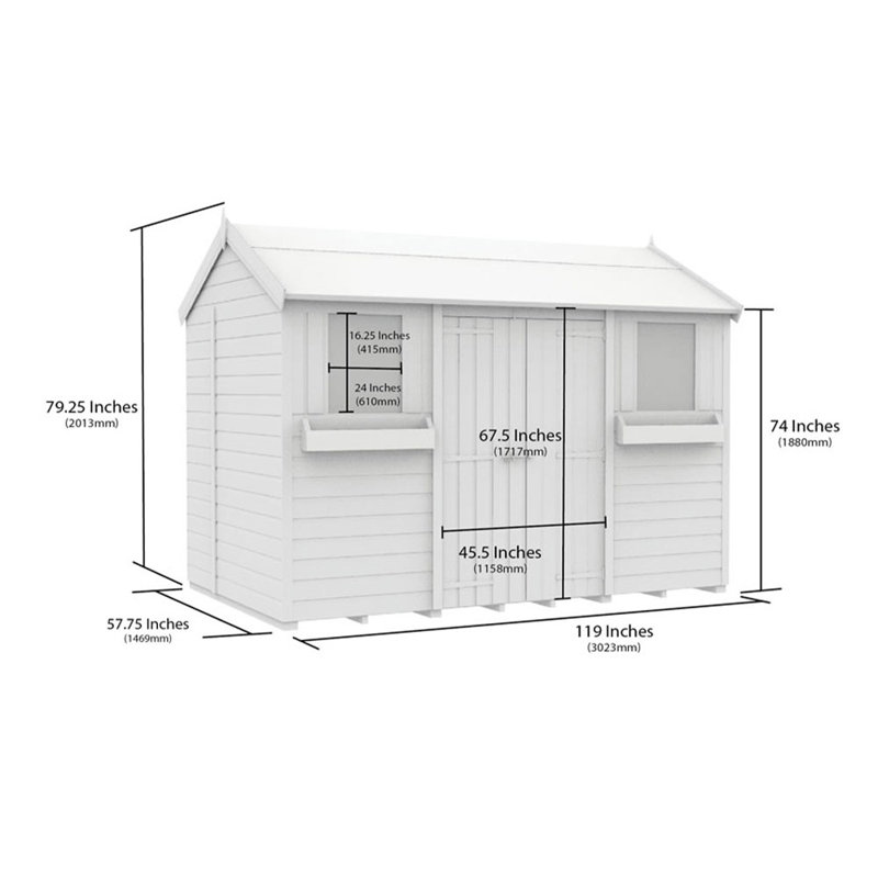 5ft x 10ft Apex Summer Shed