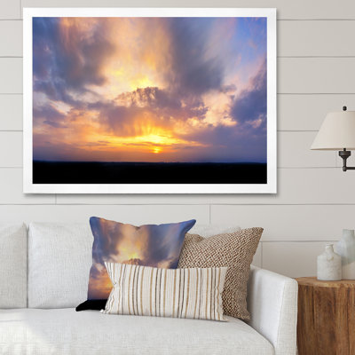 Été coucher de soleil ciel dramatique - décoration murale traditionnelle sur toile