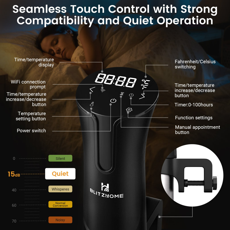 1100W WiFi Sous Vide Cooker with APP Remote Control, Timer, Temperature Setting Function