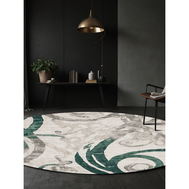 Machine Washable Beige Area Rug, Round 3'