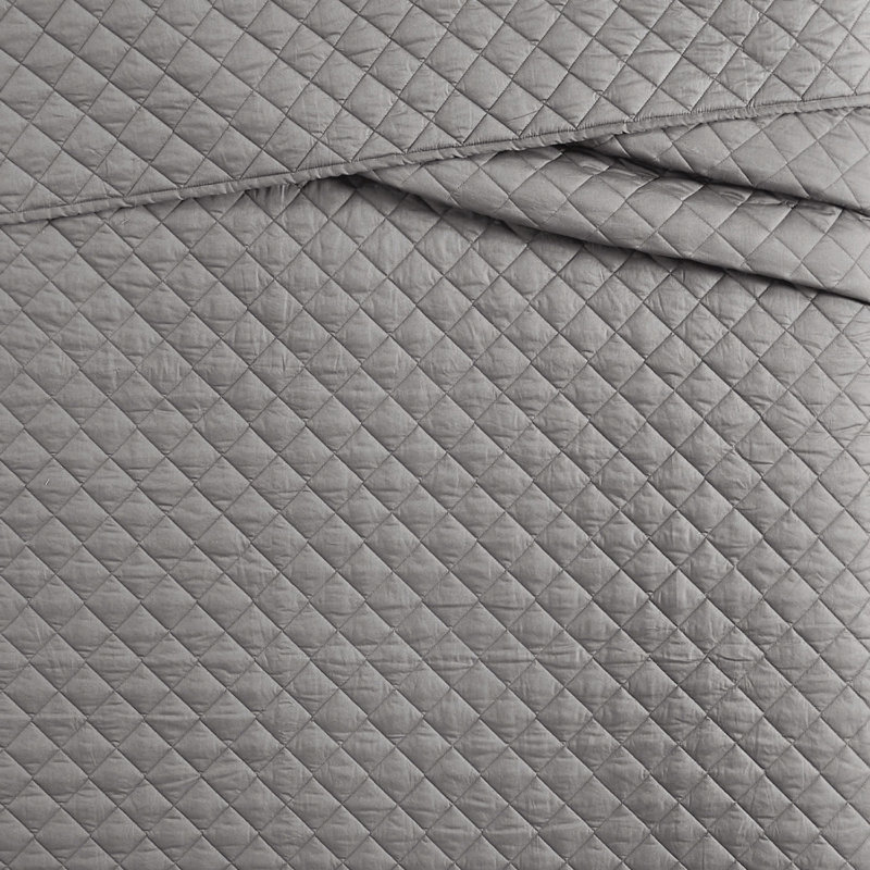 Cannon Solid Oversized Percale 3 Piece Quilt Set, Queen Quilt + 2 Standard Shams, Gray 