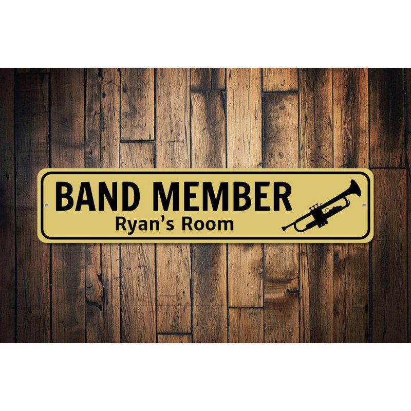 Plaque en aluminium personnalisée Trompette, H 4 po x l 18 po x P 0,04 po