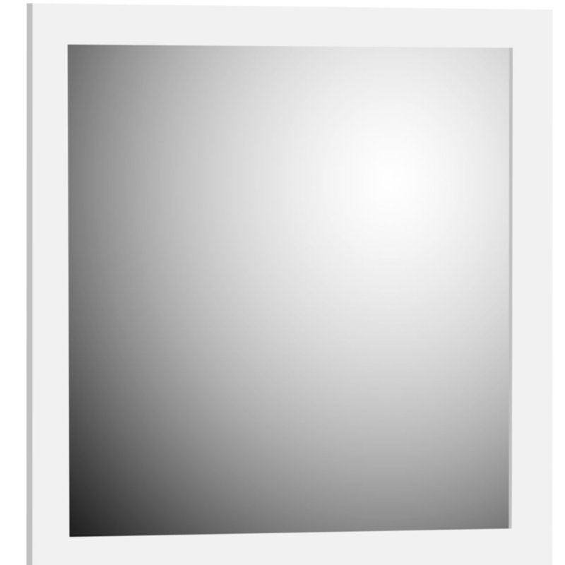 Lysette Wood Flat Wall Mirror, Satin White, 30'' W x 32'' H