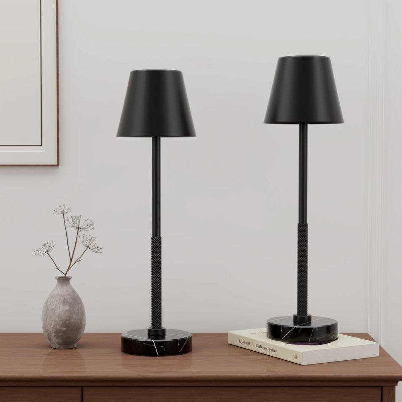 Lampe de table sans fil en métal avec base en marbre, lampe de chevet à commande tactile, à intensité variable (ensemble de 2)