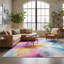 Tapis abstrait nuage pastel abstrait 5 pi x 7 pi