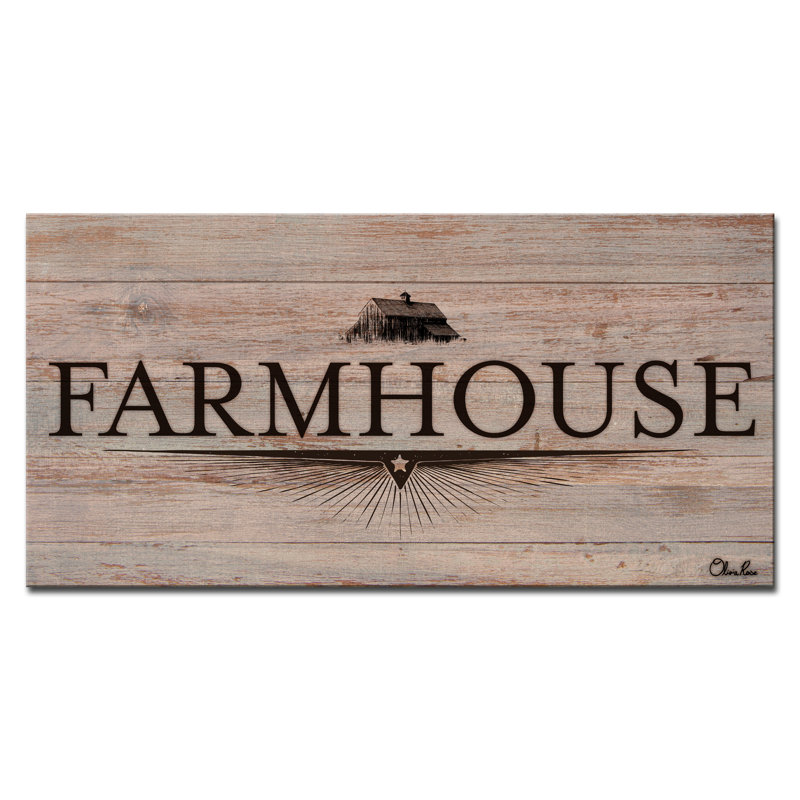 Reproduction d’art textuel sur toile, "Farmhouse I" par Olivia rose, H 12 po x l 24 po x P 1,5 po