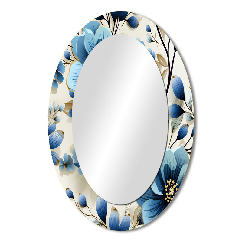 Motif floral Ridaan Blue Coastal Elegance, H 36 po x l 24 po, Ovale