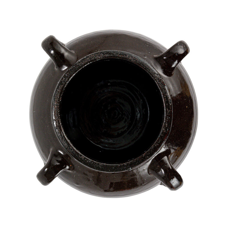 Distressed Dark Brown Clay Decorative Jar Vase