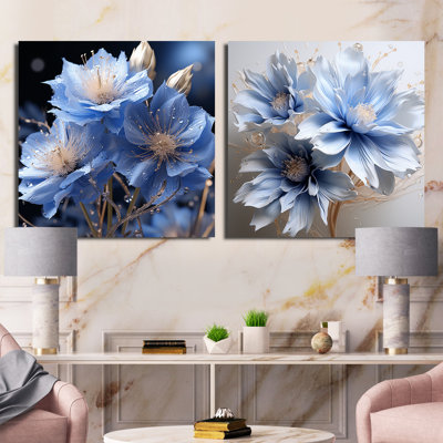 Dreamy Blue Cornflowers Emotion - ensemble de 2 carrés de fleurs