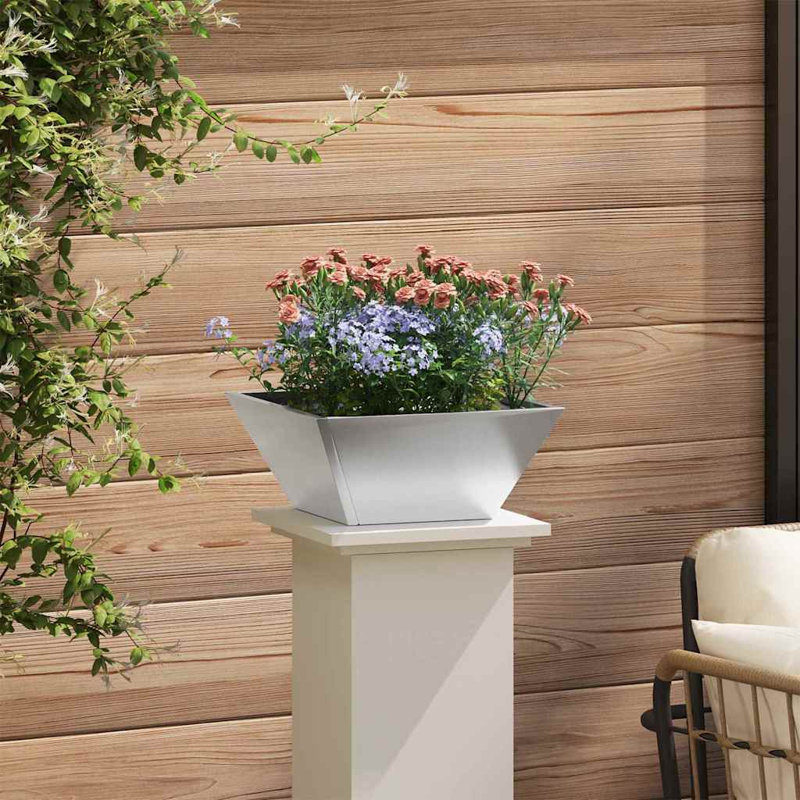 Garden Planter Decor Metal Trapezoidal Outdoor Modern Terrace Holder, 15cmH x 35cmW x 35cmD