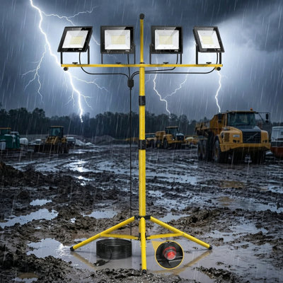 Floor Lamp Led Work Lights With Stand, 28000 Lumen, 4-head Adjustable Work Light