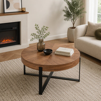 Retro Splicing Round Coffee Table