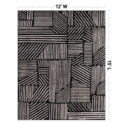 Rambo Geometric Black/Ivory Area Rug