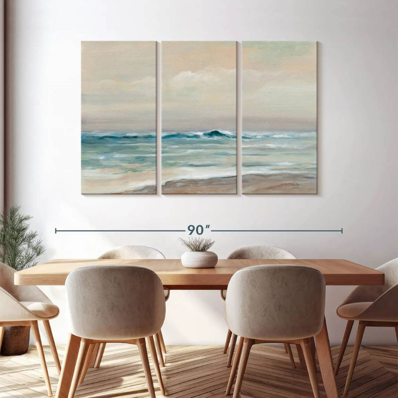 «Whispering Ocean Waves», 3 pièces, H 48 po x l 74 po x P 1,25 po