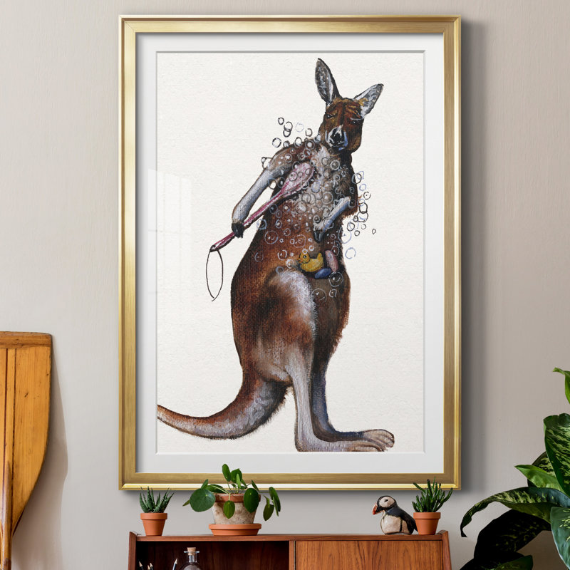 «Bath Animals IV», reproduction de cadre photo sur papier, Papier encadré doré, H 30,5 po x l 42,5 po x P 1,5 po