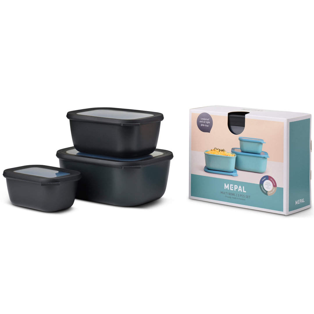 Mepal Nordic Black – Multi Bowl Cirqula 3-Piece Set – Food Storage Container With Lid - Suitable As Airtight Storage Box For Fridge & Freezer, Microwave Container & Servable Dish - 750, 1500, 3000Ml - Image 3