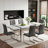 7-Piece Modern Glam High-Gloss Dining Set with Faux Leather Cantilever Chairs-1720204829-1720204823