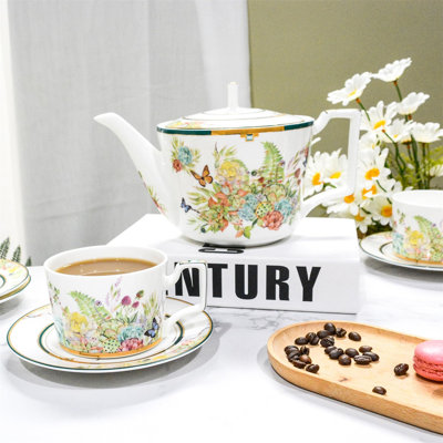 DNGJU 28oz. Floral Teapot Set