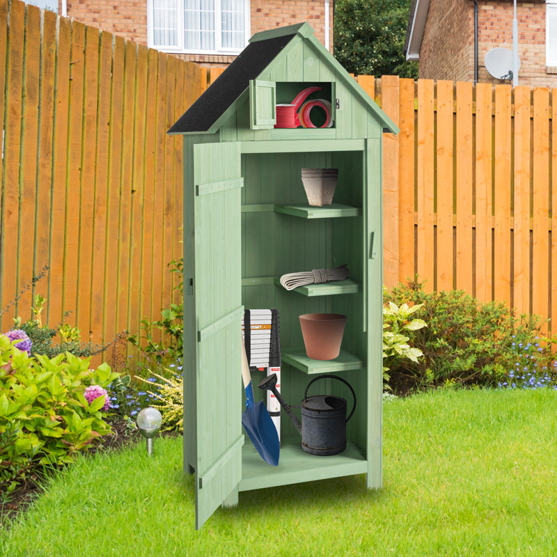 Remise de rangement en bois de sapin l 2,5 pi x P 1,7 pi, Vert