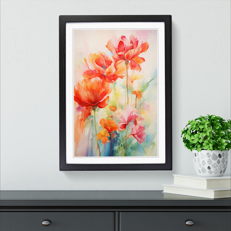 Floral Gestural - Framed Print, Black Framed, 46cm H x 34cm W