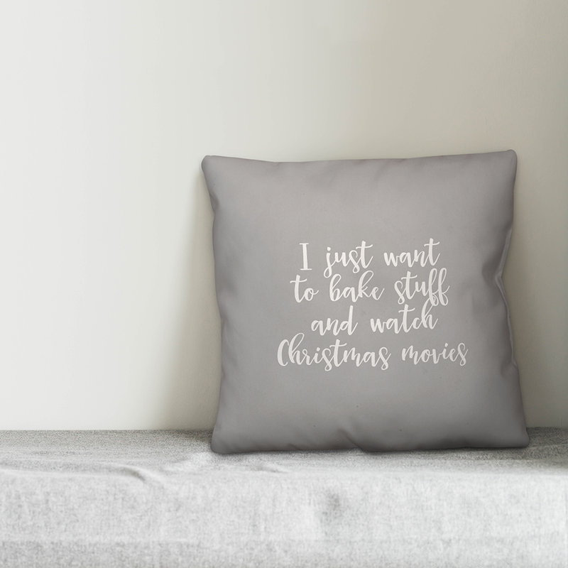  Faites cuire des aliments et regardez des films de Noël, Gris, Housse de coussin