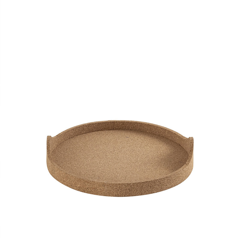 Plateau rond en liège large, L 14,25 po x P 14,25 po x H 2,5 po