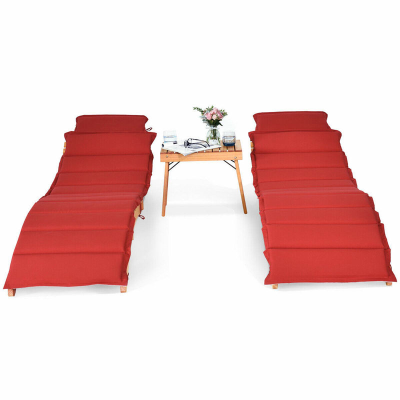 Kenitra Outdoor Eucalyptus Wood Chaise Lounge , Cushion Included