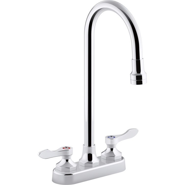 Triton Bowe 0.5 GPM Centerset Bathroom Sink Faucet with Aerated Flow, Gooseneck Spout and Lever Handles, Drain Not Included