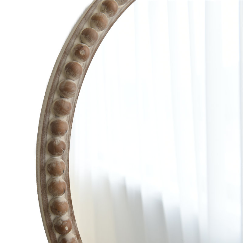 Joseba Round Mirror, Distressed Wood