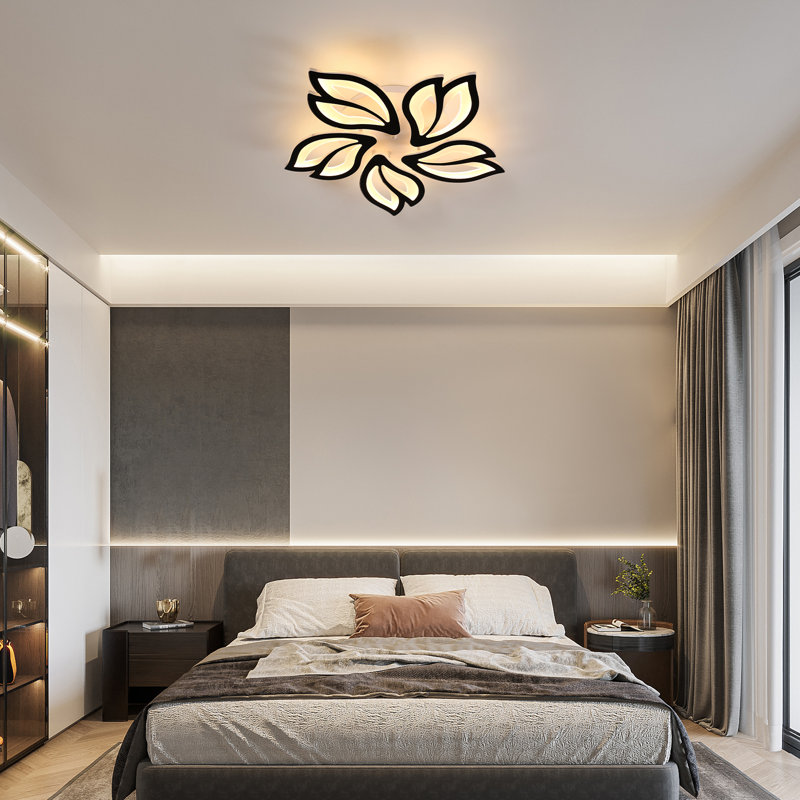Hyslop Dimmable 5-Light 55cm LED Integrated Semi Flush Mount with Remote Control, Black