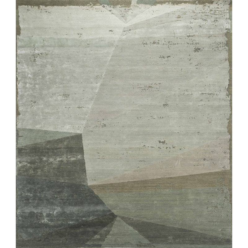 Tapis rectangulaire contemporain en laine noué à la main