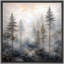 «Misty Pine Forest Landscape», neutre, forêt naturelle, images, impression sur toile encadrée-126031437-126031438