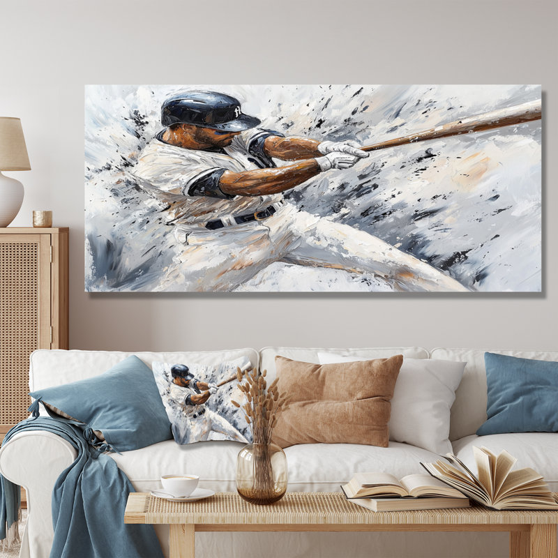 Joueur de baseball - Action I, décor métallique, H 28 po x l 60 po