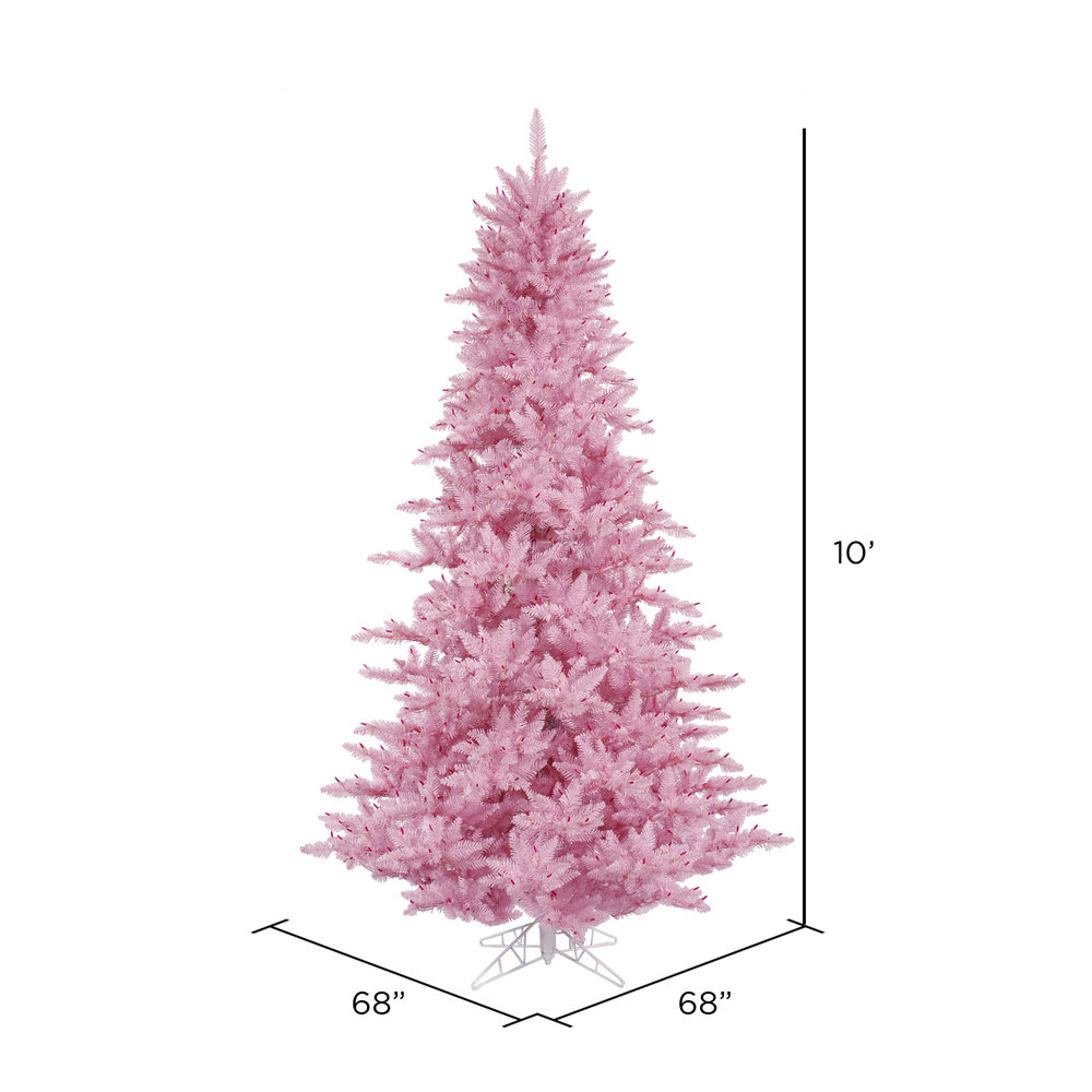 Pink Cashmere Flocked Fir Christmas Tree, 10' H x 68" W