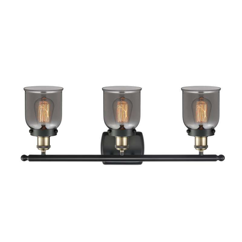 Éclairage pour meuble-lavabo 3 lumières 26 po Ballston Urban Bell, Incandescent, Plaqué couleur fumée, Laiton antique noir