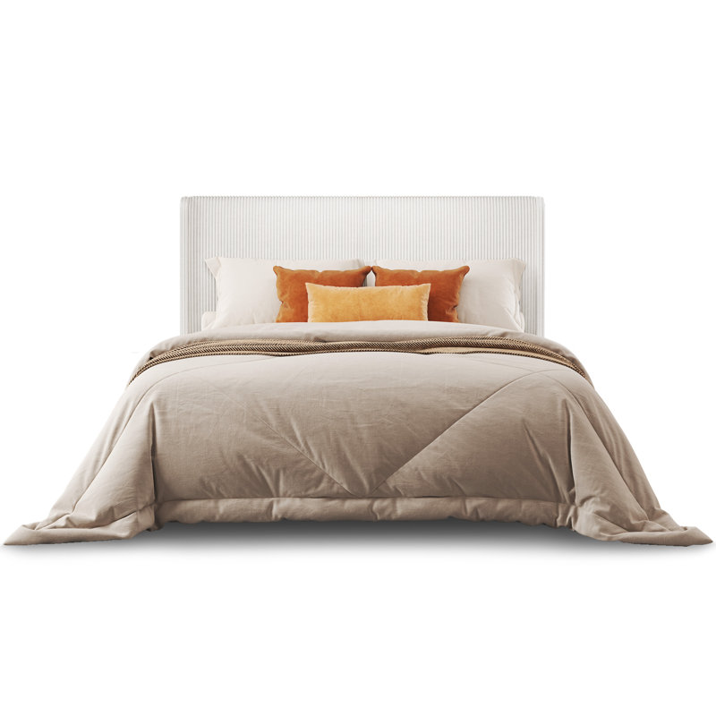 Lit plateforme tapissier Crofford, Blanc, Grand lit