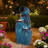 29" Ceramic Outdoor Water Fountain with Dynamic Wavy-Texture, Weather-Resistant Teal Blue Glaze-1406449472