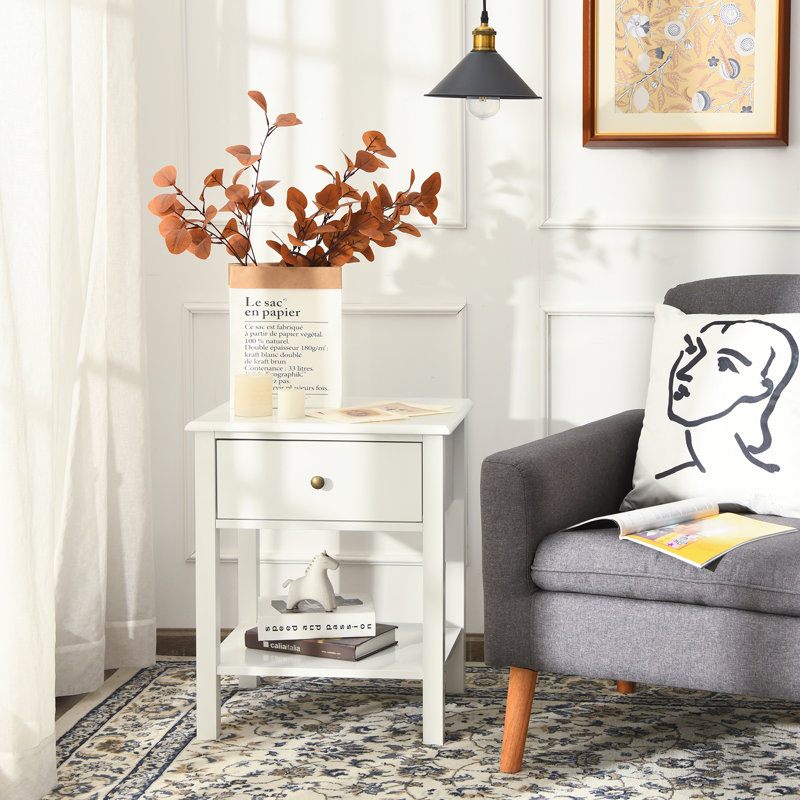 Ademoe 48 cm W Bedside Table, White