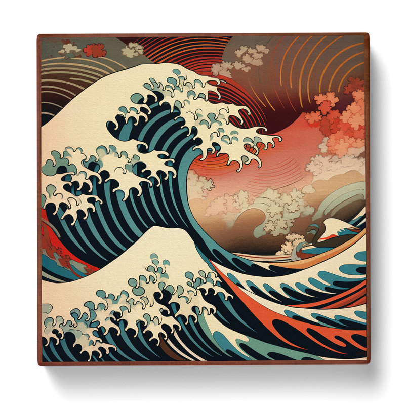 Japanese Wave Mid-Century No.1 - Wrapped Canvas, 35cm H x 35cm W x 3cm D